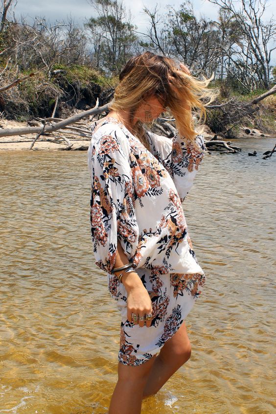 F4557 Summer Women Vintage Floral Loose Shawl Cardigan Boho Tops Jacket Blouse